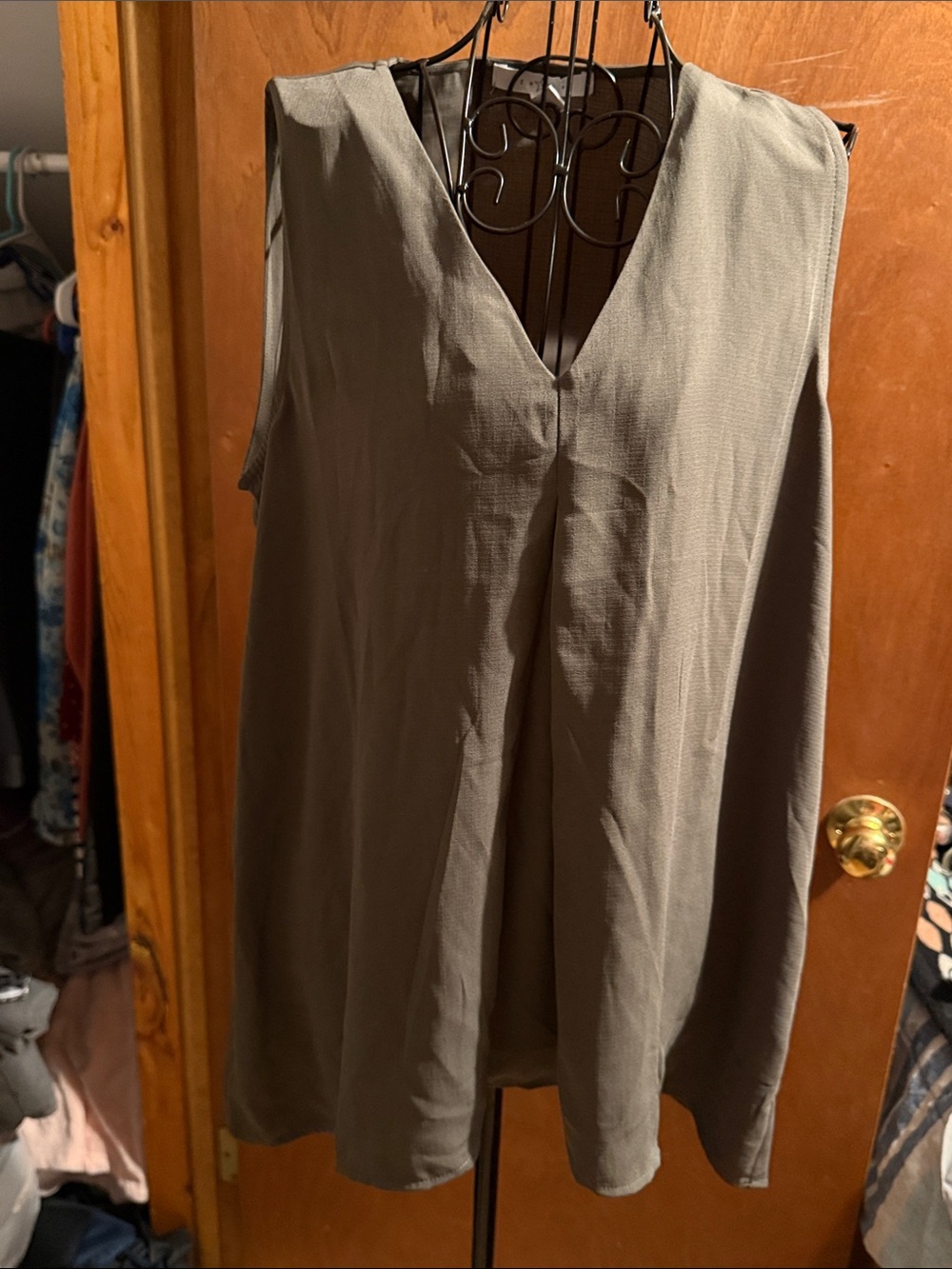 Fever V-Neck Sleeveless Tank Top in Olive